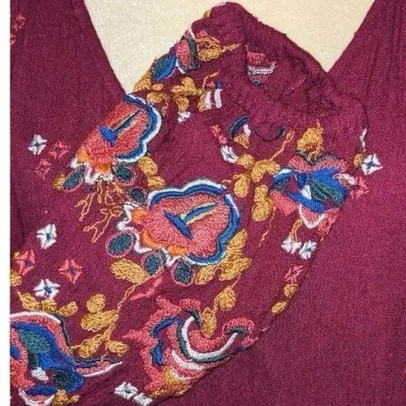 Free People Embroidered Balloon Sleeve Trapeze Dress EUC - Picture 5 of 8